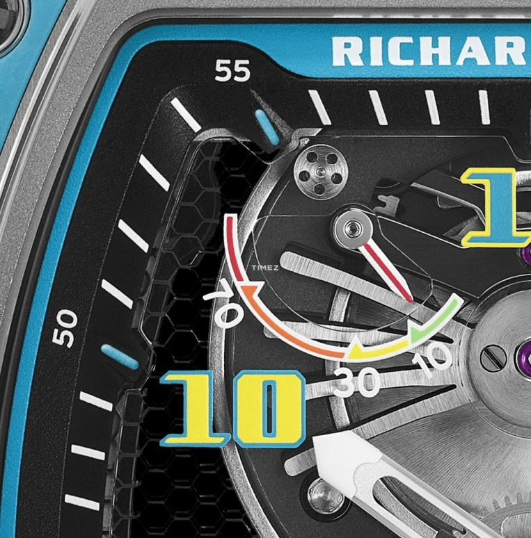 Richard Mille,Tourbillon 42.68x50.12mm,42.68x50.12mm,Titanium,Quartz TPT,Carbon TPT,Skeleton,Handwound,Tourbillon,Function Selector,RM 21,RM 21-02 Tourbillon Aerodyne BLUE