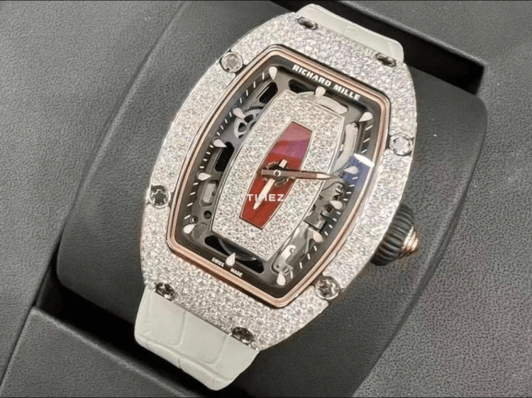Richard Mille,Not Tourbillon 45.66x31.40mm,45.66x31.40mm,Rose Gold,Skeleton,Automatic,Sapphire,Crystal Glass,Tonneau,RM 07,RM 07-01 RG SNOW DI RED 