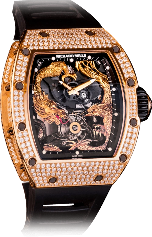 Richard Mille,Tourbillon 50x42.70mm,50x42.70mm,Rose Gold,Skeleton,Gold,Handwound,Tourbillon,Sapphire,Crystal Glass,RM 57,RM 57-01 RG FULL DI