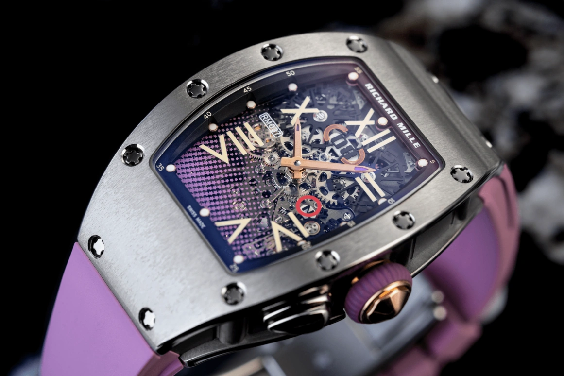 Richard Mille,Not Tourbillon 34.40x52.63mm,34.40x52.63mm,Titanium,Skeleton,Automatic,Big Date,Function Selector,RM 037 Purple Gradient Dial
