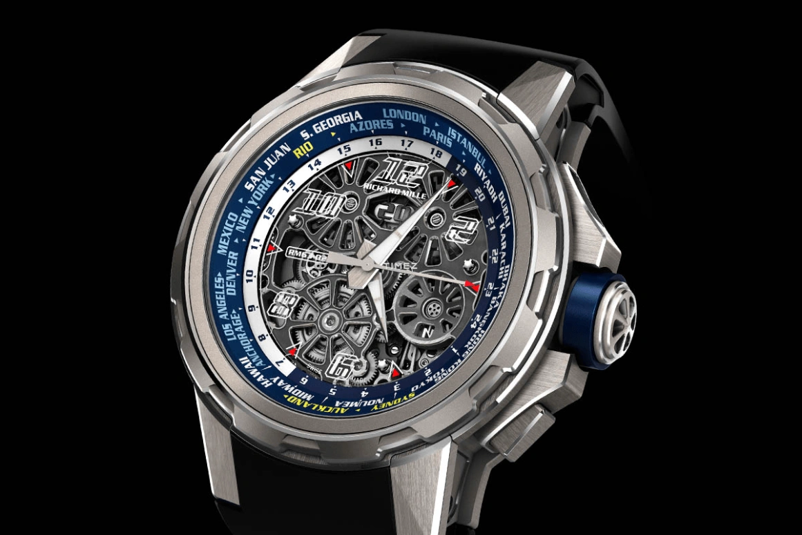 Richard Mille,Not Tourbillon 47mm,47mm,Titanium,Blue,Skeleton,Automatic,World Time,Sapphire,RM 63,RM 63-02 TI