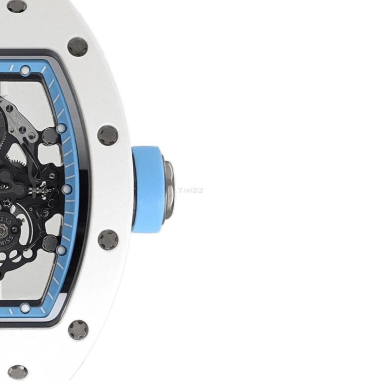 Richard Mille,Not Tourbillon 49.90x42.70mm,49.90x42.70mm,Ceramic,Blue,Skeleton,Handwound,Sapphire,Tonneau,RM 055 Bubba Watson Asia Edition