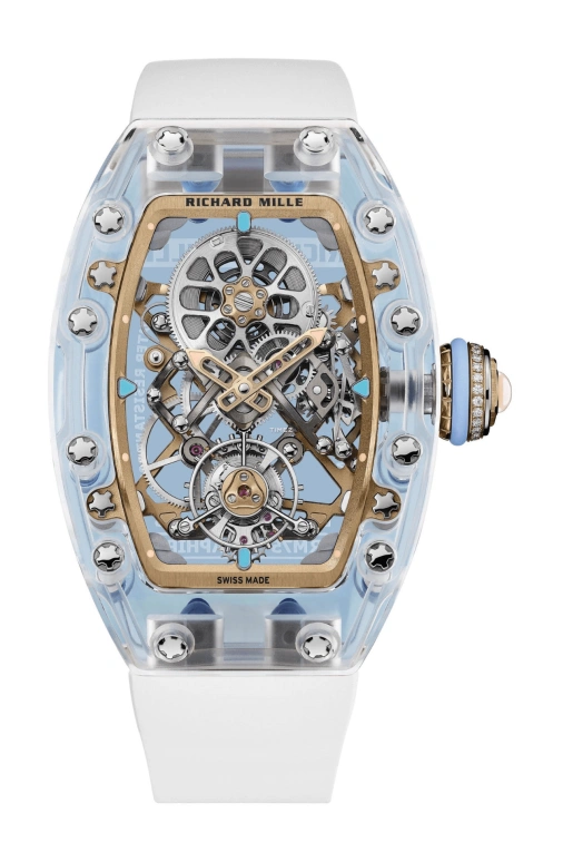 Richard Mille,Tourbillon 32.90x46.75mm,32.90x46.75mm,Sapphire,Silver,Handwound,Tourbillon,65hours,RM 75,RM 75-01 Flying Tourbillon Sapphire Blue