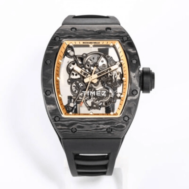 Richard Mille,Not Tourbillon 42.70x49.90mm,42.70x49.90mm,NTPT,Black,Skeleton,Handwound,Sapphire,Tonneau,RM 055 Bubba Watson Asia Edition NTPT