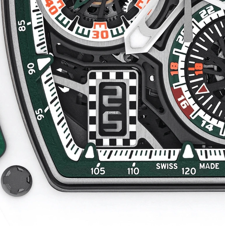 Richard Mille,Not Tourbillon 38.40x47.34mm,38.40x47.34mm,NTPT,Ceramic,Green,Skeleton,Automatic,Chronograph,Day,Flyback,Function Selector,Sapphire,Tonneau,Reece James,RM 72,RM 72-01 Le Mans Classic