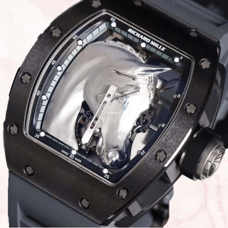 Richard Mille,Tourbillon 40x50mm,40x50mm,Titanium,Silver,Skeleton,Handwound,Tourbillon,Tonneau,RM 52,RM 52-02 Silver Horse