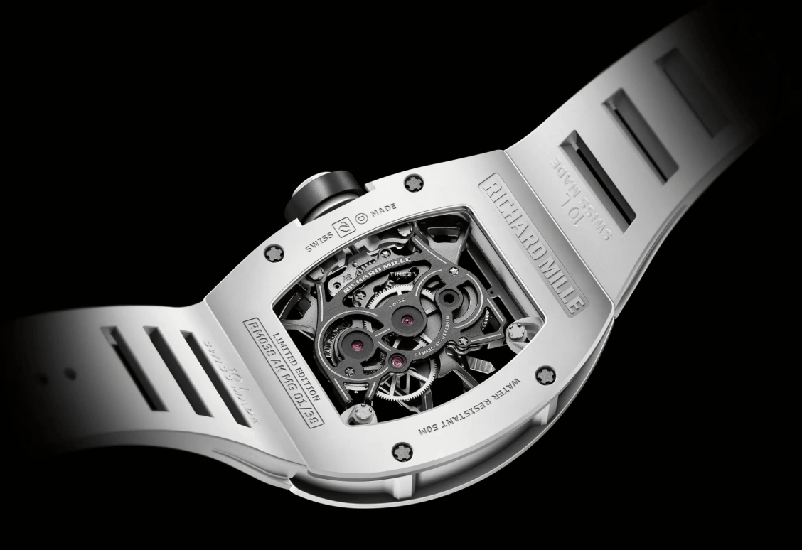Richard Mille,Tourbillon 39.70x48mm,39.70x48mm,Magnesium Aluminum Alloy,Skeleton,Handwound,Tourbillon,Sapphire,RM 038 Tourbillon Bubba Watson