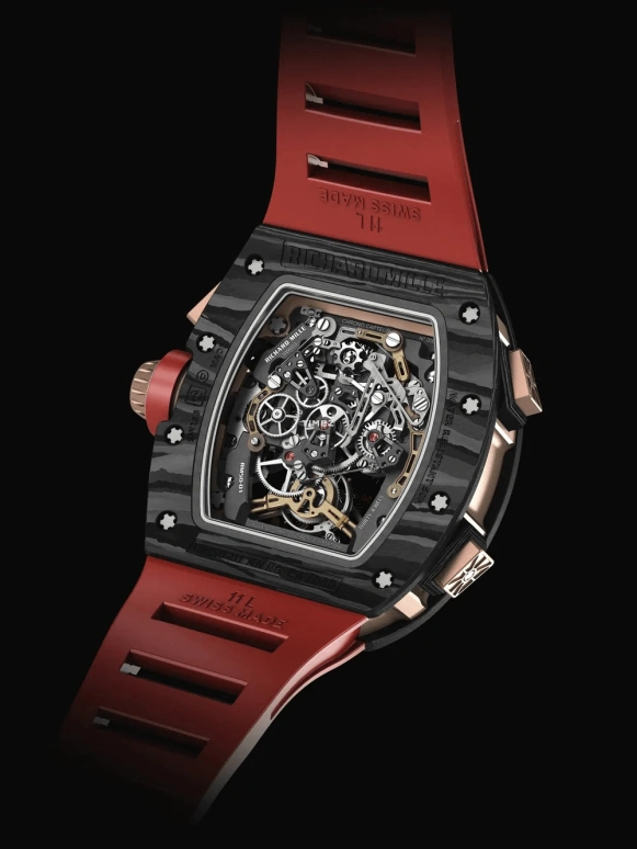 Richard Mille,Tourbillon 42.70x49.94mm,42.70x49.94mm,NTPT,Rose Gold,Skeleton,Handwound,Chronograph,Power Reserve Indicator,Tourbillon,Function Selector,Sapphire,Tonneau,RM 50,RM 50-01 LOTUS Tourbillon Romain Grosjean NTPT/RG