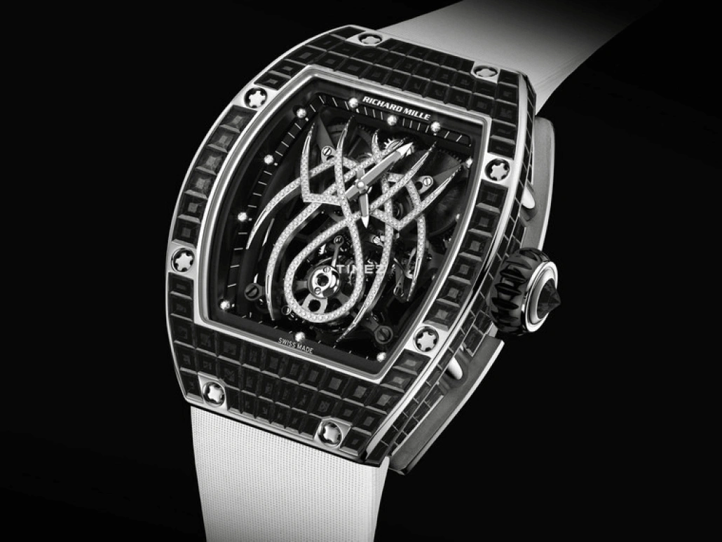 Richard Mille,Tourbillon 38.30x46.40mm,38.30x46.40mm,White Gold,Skeleton,Handwound,Tourbillon,Sapphire,RM 19,RM 19-01 WG T-DI BLACK