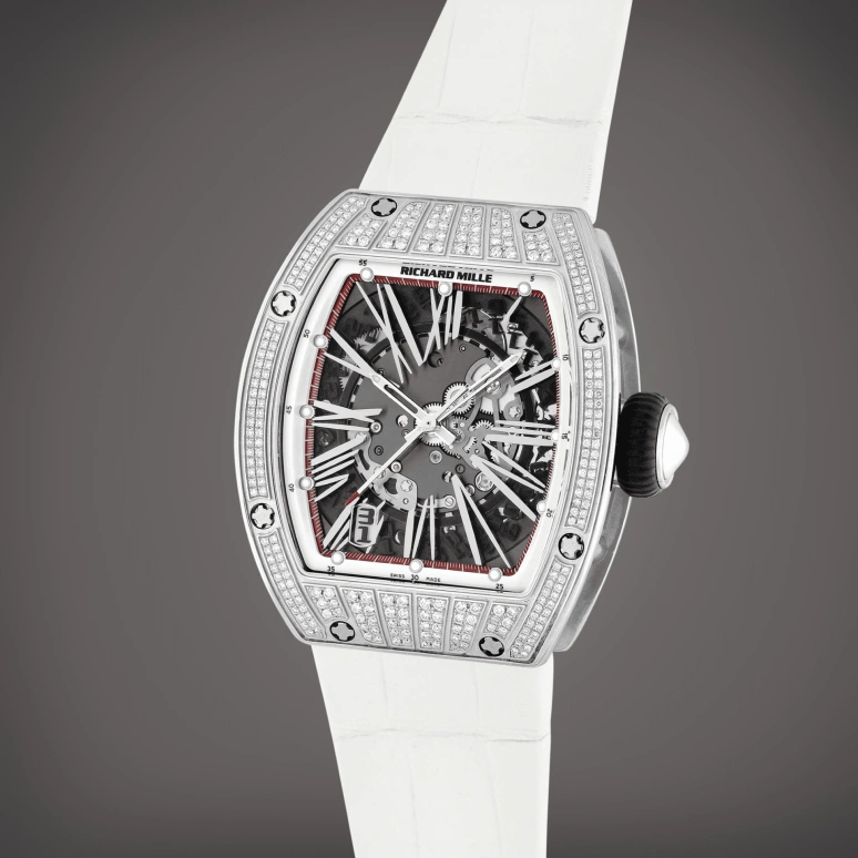 Richard Mille,Not Tourbillon 38x45mm,38x45mm,White Gold,Black,Automatic,Day,In-house Caliber,RM 023 AL WG DI,RM 023 AL WG DI-CASE
