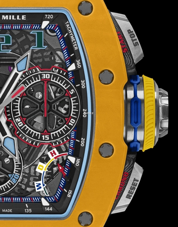 Richard Mille,Not Tourbillon 44.50x49.94mm,44.50x49.94mm,Quartz TPT,Skeleton,Automatic,Chronograph,Day,Flyback,Rattrapante,In-house Caliber,Sapphire,Crystal Glass,Steve Harvey,RM 65,RM 65-01 DARK YELLOW