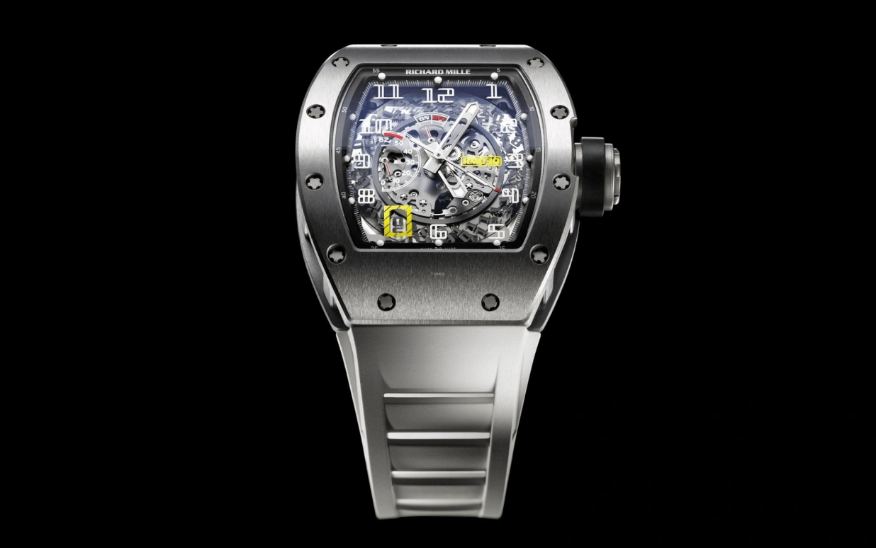 Richard Mille,Not Tourbillon 50x42.70mm,50x42.70mm,Titanium,Skeleton,Automatic,Day,Power Reserve Indicator,Function Selector,RM 030 TI