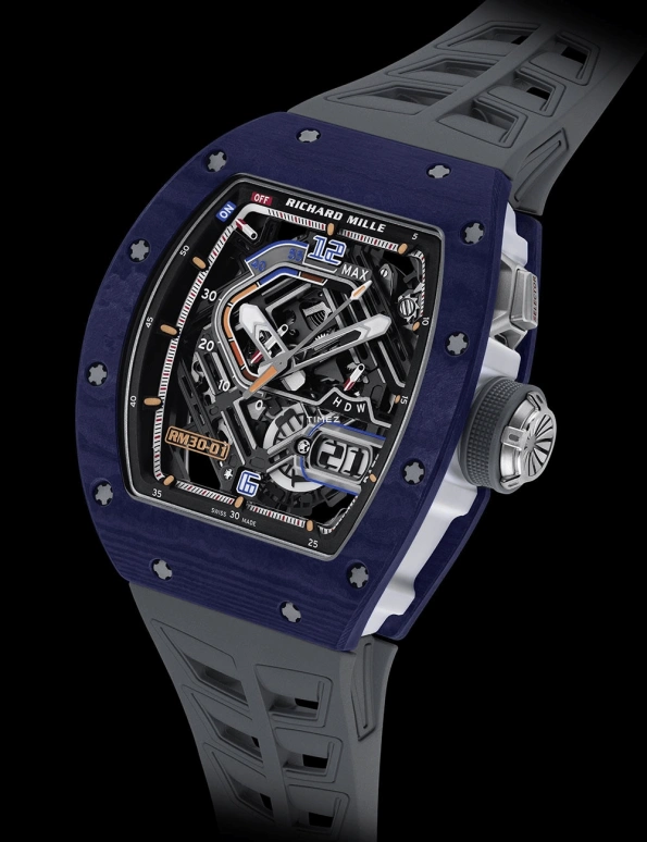 Richard Mille,Not Tourbillon 42x49.94mm,42x49.94mm,Quartz TPT,Grey,Automatic,Power Reserve Indicator,Big Date,Function Selector,RM 30,RM 30-01 DARK BLUE Quartz TPT