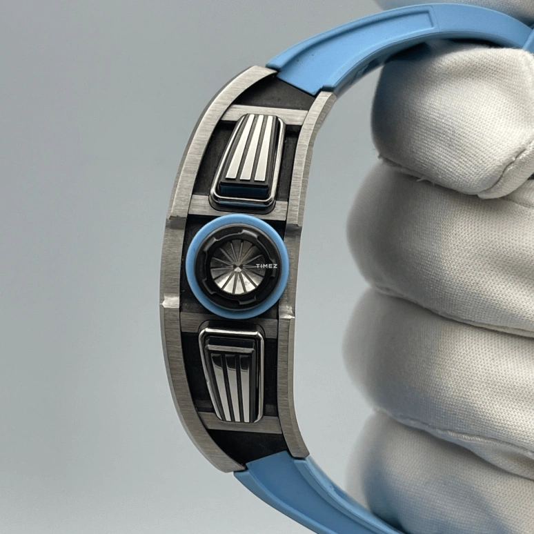 Richard Mille,Not Tourbillon 50x42.70mm,50x42.70mm,Titanium,Skeleton,Automatic,Chronograph,Month,Day,Flyback,Sapphire,Tonneau,RM 011 Le Mans Classic BLUE