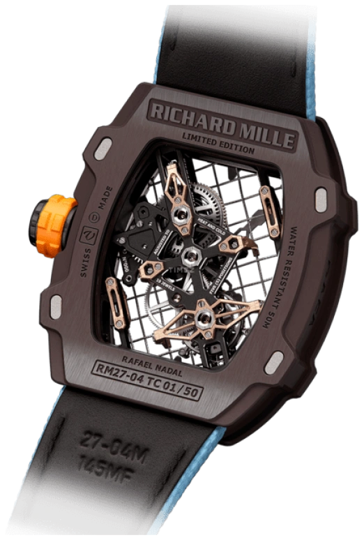 Richard Mille,Tourbillon 38.40x47.25mm,38.40x47.25mm,TitaCarb,Skeleton,Handwound,Tourbillon,38hours,Rafael Nadal,RM 27,RM 27-04