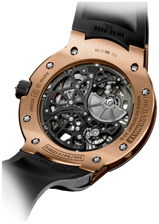 Richard Mille,Not Tourbillon 45.70mm,45.70mm,Rose Gold,Skeleton,Automatic,In-house Caliber,Sapphire,RM 033 RG