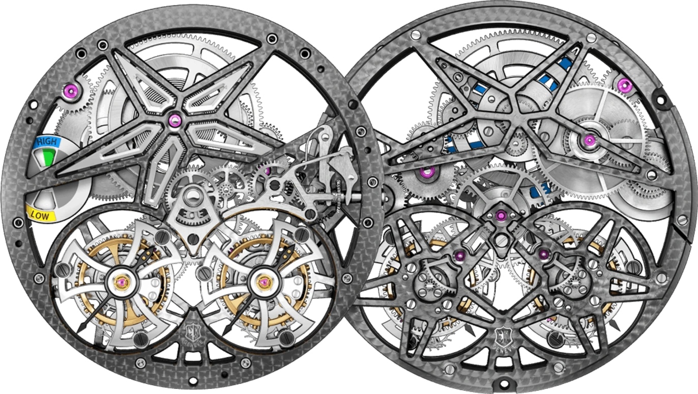 Roger Dubuis,Excalibur Spider 47mm,47mm,Luminous,White,Blue,Handwound,50hours,In-house Caliber,Sapphire,Crystal Glass,RDDBEX0643