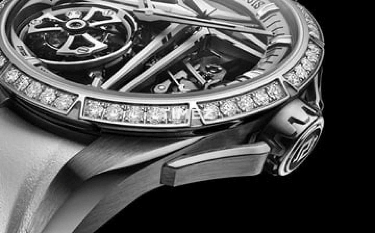 Roger Dubuis,Excalibur 42mm,42mm,White Gold,Silver,Skeleton,Handwound,Tourbillon,72hours,RDDBEX0989