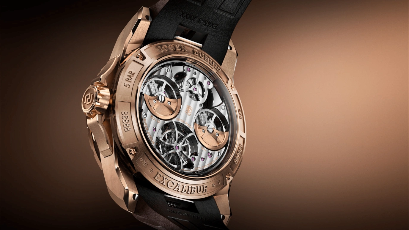 Roger Dubuis,Excalibur 45mm,45mm,Pink Gold,Rose Gold,Automatic,Perpetual Calendar,Month,Date,Day,60hours,In-house Caliber,RDDBEX1174