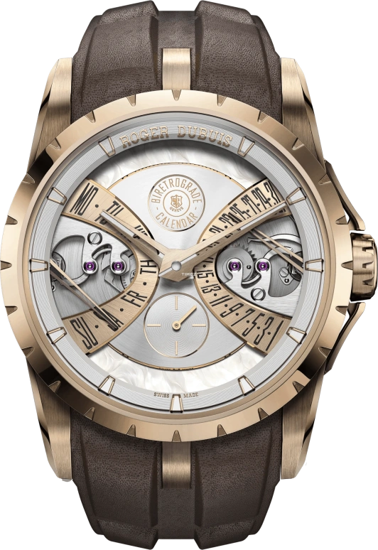 Roger Dubuis,Excalibur 40mm,40mm,Pink Gold,White,Automatic,Date,Day,Retrograde,RDDBEX1179