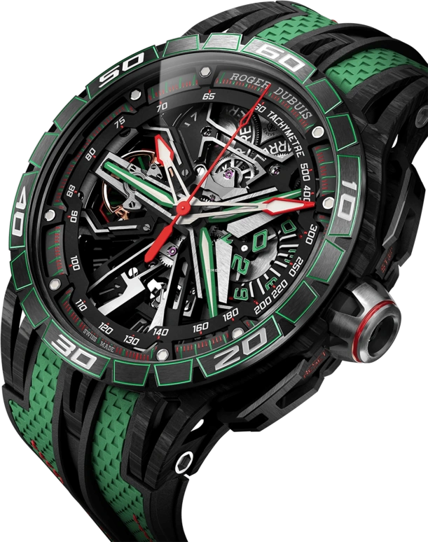 Roger Dubuis,Excalibur Spider 45mm,45mm,Carbon,Skeleton,Black,Automatic,Chronograph,Flyback,RDDBEX1102