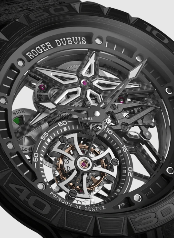 Roger Dubuis,Excalibur Spider 45mm,45mm,Titanium,Sapphire,Rubber,Crystal,Luminous,Black,Handwound,60hours,In-house Caliber,RDDBEX1012