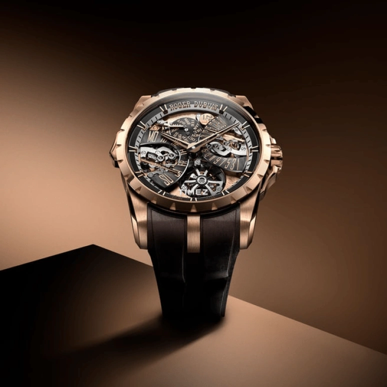 Roger Dubuis,Excalibur 45mm,45mm,Pink Gold,Rose Gold,Automatic,Perpetual Calendar,Month,Date,Day,60hours,In-house Caliber,RDDBEX1174