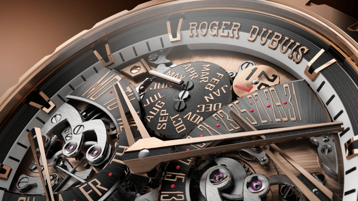 Roger Dubuis,Excalibur 45mm,45mm,Pink Gold,Rose Gold,Automatic,Perpetual Calendar,Month,Date,Day,60hours,In-house Caliber,RDDBEX1174