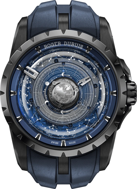 Roger Dubuis,Excalibur 45mm,45mm,Titanium,Blue,Handwound,Tourbillon,Sky Chart,RDDBEX1221