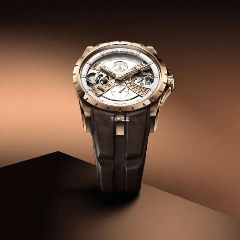Roger Dubuis,Excalibur 40mm,40mm,Pink Gold,White,Automatic,Date,Day,Retrograde,RDDBEX1179