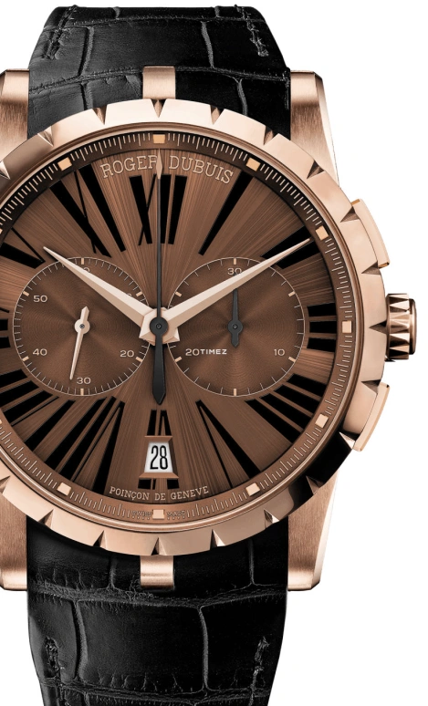 Roger Dubuis,Excalibur 42mm,42mm,Rose Gold,Brown,Automatic,Chronograph,Day,RDDBEX0391