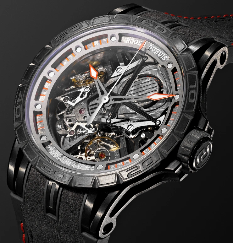 Roger Dubuis,Excalibur 45mm,45mm,Titanium,Black,Skeleton,Handwound,Tourbillon,40hours,RDDBEX0737