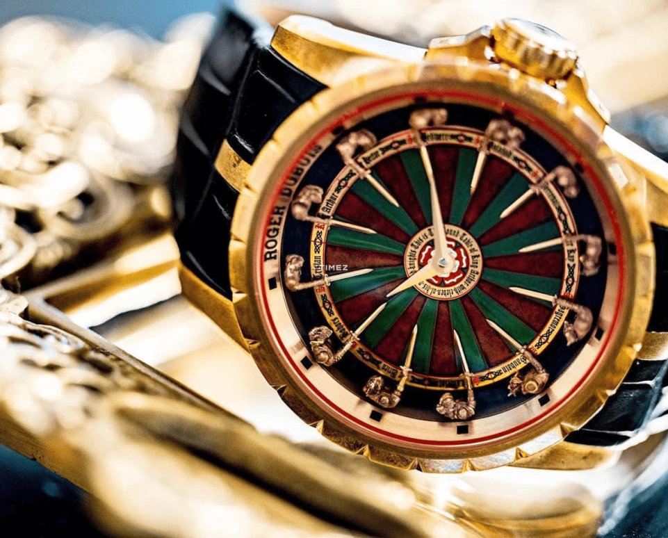 Roger Dubuis,Knights of The Round Table 45mm,45mm,Rose Gold,White,Green,Automatic,48hours,In-house Caliber,RDDBEX0398