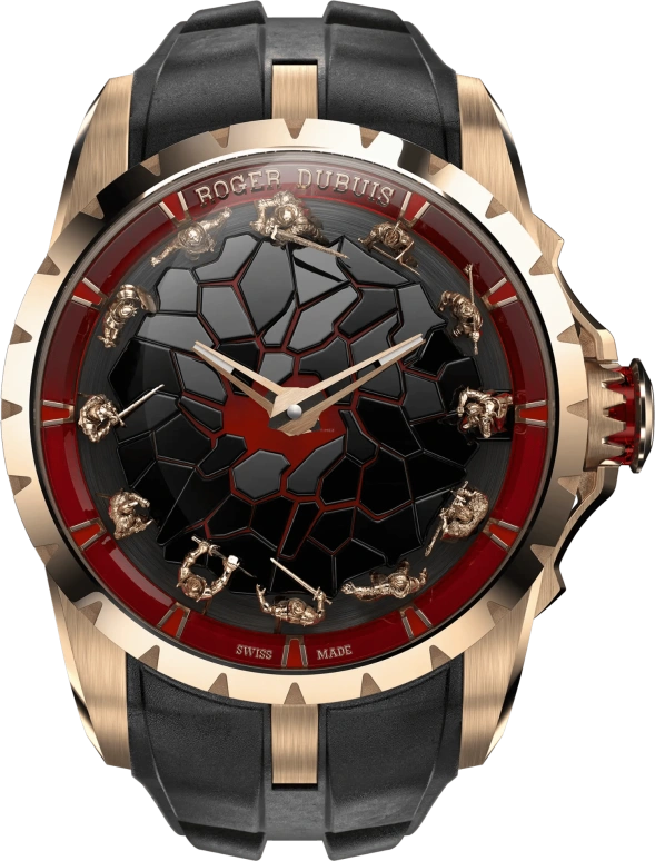 Roger Dubuis,Knights of The Round Table 45mm,45mm,Rose Gold,Rose,Black,Red,Automatic,48hours,In-house Caliber,RDDBEX0934