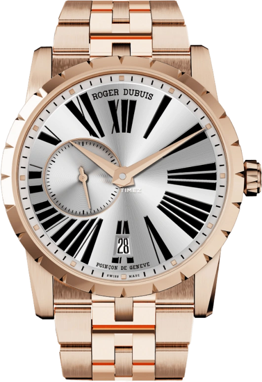 Roger Dubuis,Excalibur 42mm,42mm,Rose Gold,Rose Gold,Silver White,Automatic,Day,52hours,RDDBEX0386