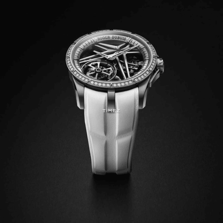Roger Dubuis,Excalibur 42mm,42mm,White Gold,Silver,Skeleton,Handwound,Tourbillon,72hours,RDDBEX0989