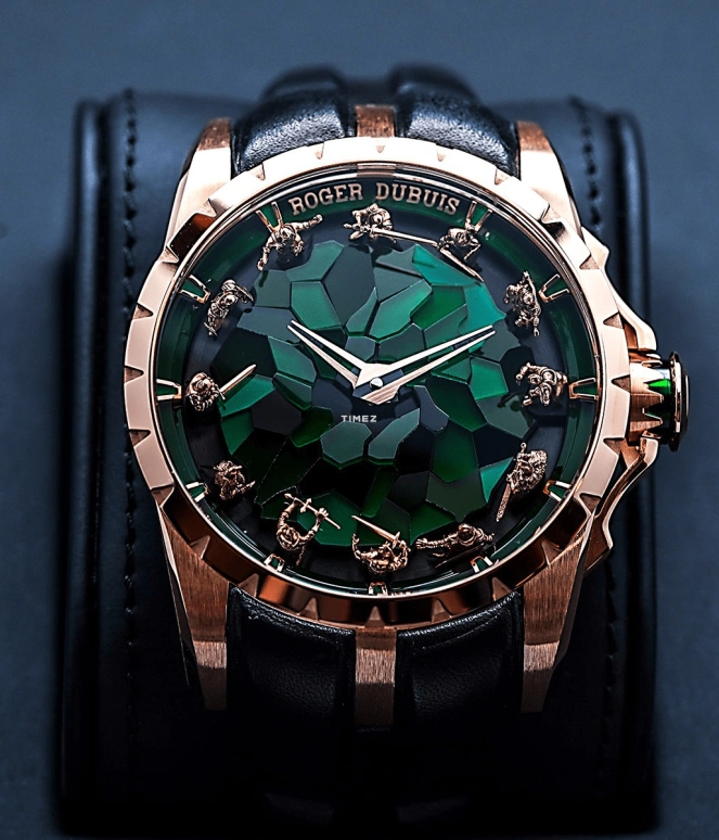 Roger Dubuis,Knights of The Round Table 45mm,45mm,Rose Gold,Sapphire,Crystal,Rose,Green,Automatic,48hours,In-house Caliber,RDDBEX1026