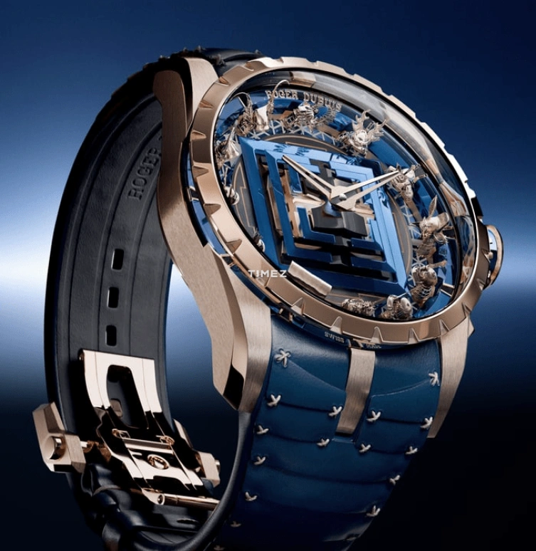 Roger Dubuis,Excalibur 45mm,45mm,Pink Gold,Sapphire,Blue,Automatic,48hours,In-house Caliber,RDDBEX1139