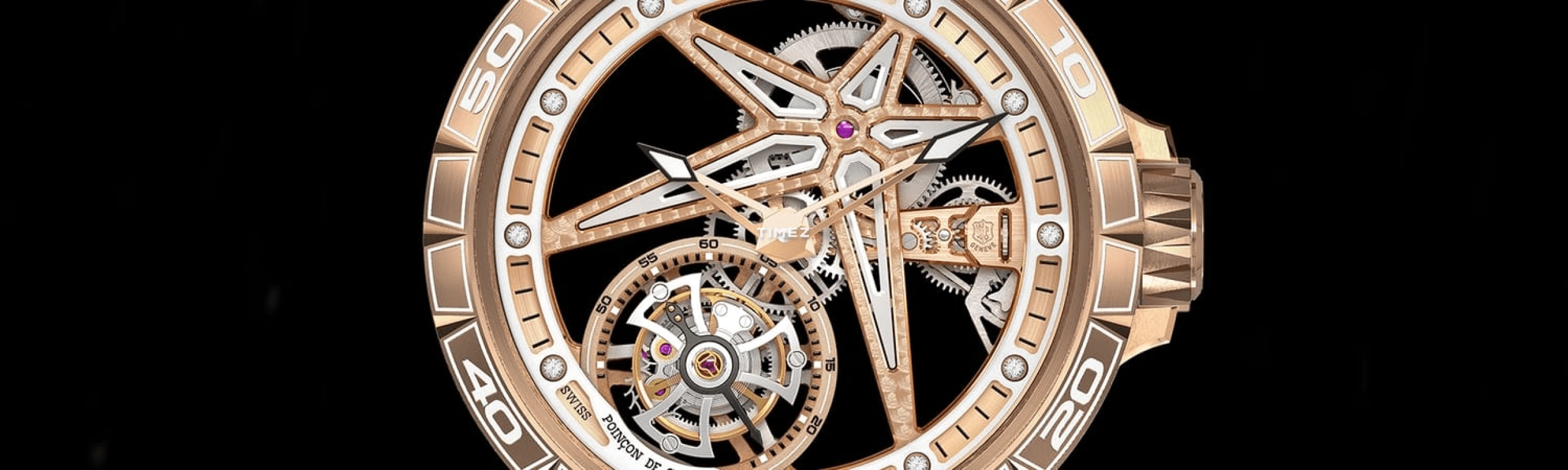 Roger Dubuis,Excalibur Spider 39mm,39mm,Rose Gold,Rose,White,Skeleton,Handwound,Tourbillon,60hours,RDDBEX0816