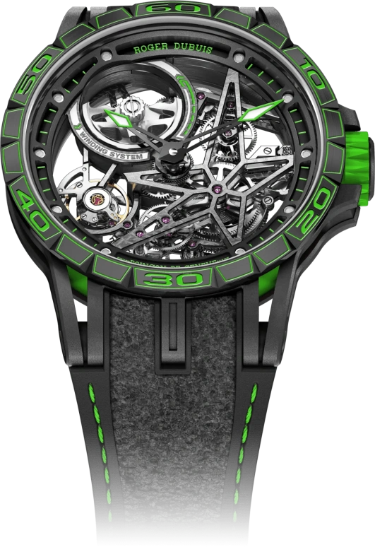 Roger Dubuis,Excalibur Spider 45mm,45mm,Titanium,Luminous,White,Black,Green,Automatic,60hours,In-house Caliber,RDDBEX0706