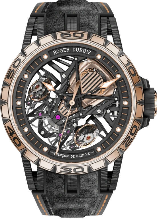 Roger Dubuis,Excalibur Spider 45mm,45mm,Titanium,Carbon,Rubber,Rose,Luminous,White,Black,Handwound,40hours,In-house Caliber,RDDBEX0654