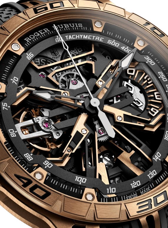 Roger Dubuis,Excalibur 45mm,45mm,Rose Gold,Black,Automatic,Chronograph,Day,Flyback,RDDBEX1138
