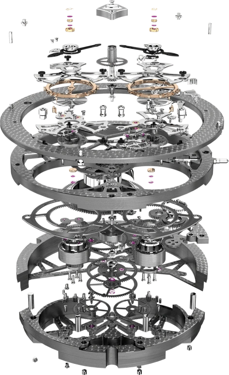 Roger Dubuis,Excalibur 45mm,45mm,Rose Gold,Luminous,Black,Rose Gold,Handwound,50hours,In-house Caliber,RDDBEX0795
