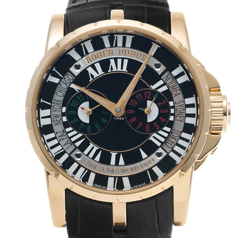 Roger Dubuis,Excalibur 45mm,45mm,Rose Gold,Black,Automatic,day-night-indication,RDDBEX0202