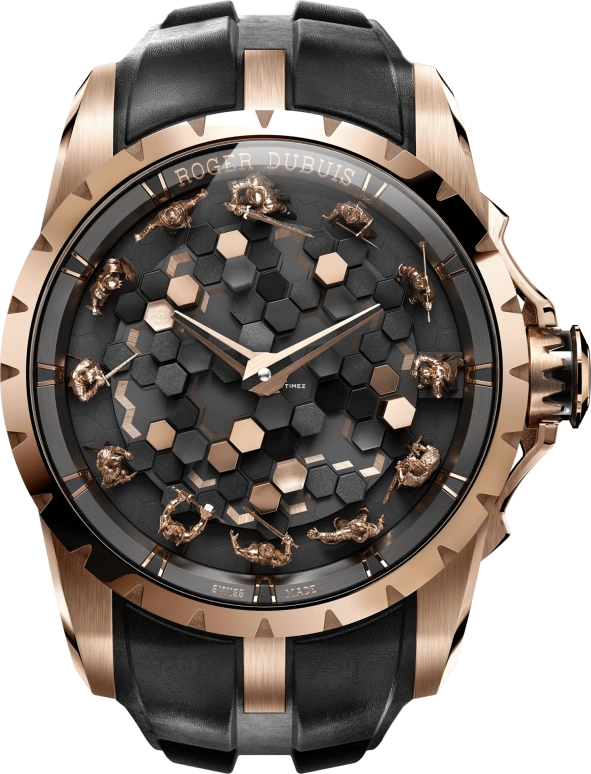 Roger Dubuis,Knights of The Round Table 45mm,45mm,Rose Gold,Rose Gold,Black,Automatic,48hours,In-house Caliber,RDDBEX1094