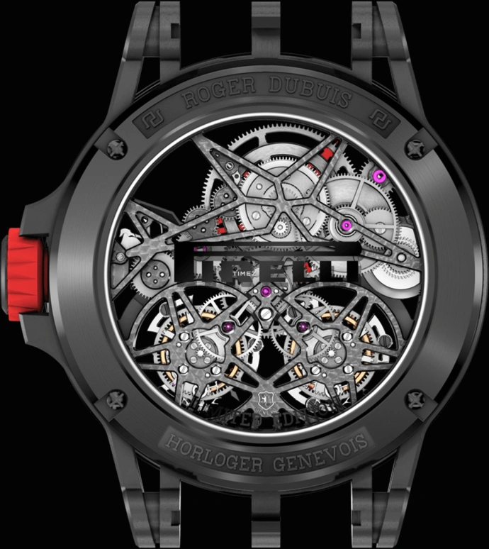 Roger Dubuis,Excalibur 47mm,47mm,Titanium,Luminous,White,Black,Red,Handwound,Day,Power Reserve Indicator,RDDBEX0657