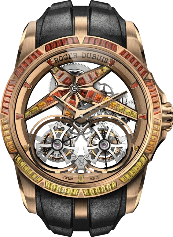 Roger Dubuis,Excalibur 45mm,45mm,Rose Gold,Skeleton,Handwound,Tourbillon,72hours,RDDBEX1130