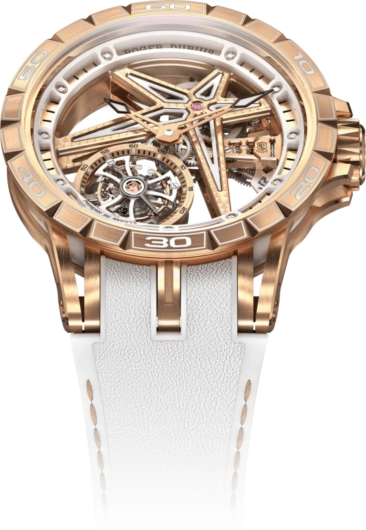 Roger Dubuis,Excalibur Spider 39mm,39mm,Rose Gold,Rose,White,Skeleton,Handwound,Tourbillon,60hours,RDDBEX0816