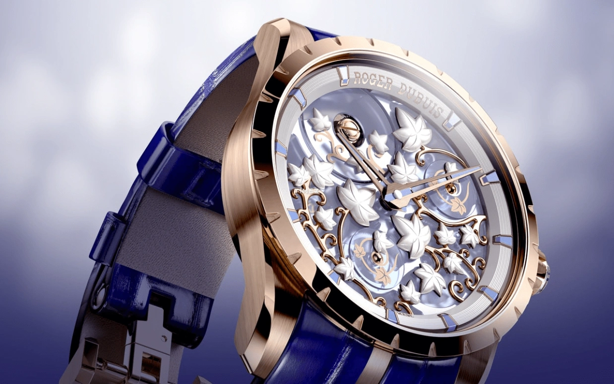 Roger Dubuis,Excalibur 38mm,38mm,Rose Gold,Blue,White,Automatic,72hours,In-house Caliber,RDDBEX1207