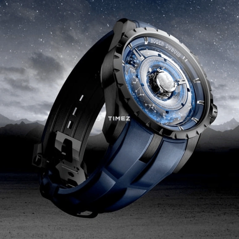 Roger Dubuis,Excalibur 45mm,45mm,Titanium,Blue,Handwound,Tourbillon,Sky Chart,RDDBEX1221